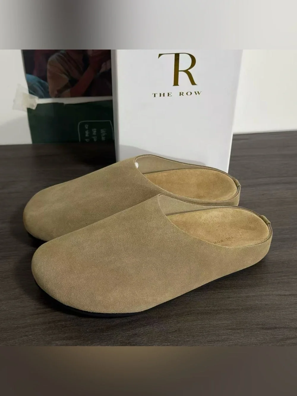 The Row Men's Suede Slip-On Mules in Taupe